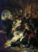 Konstantin Makovsky Agents of the False Dmitry kill the son of Boris Godunov oil painting